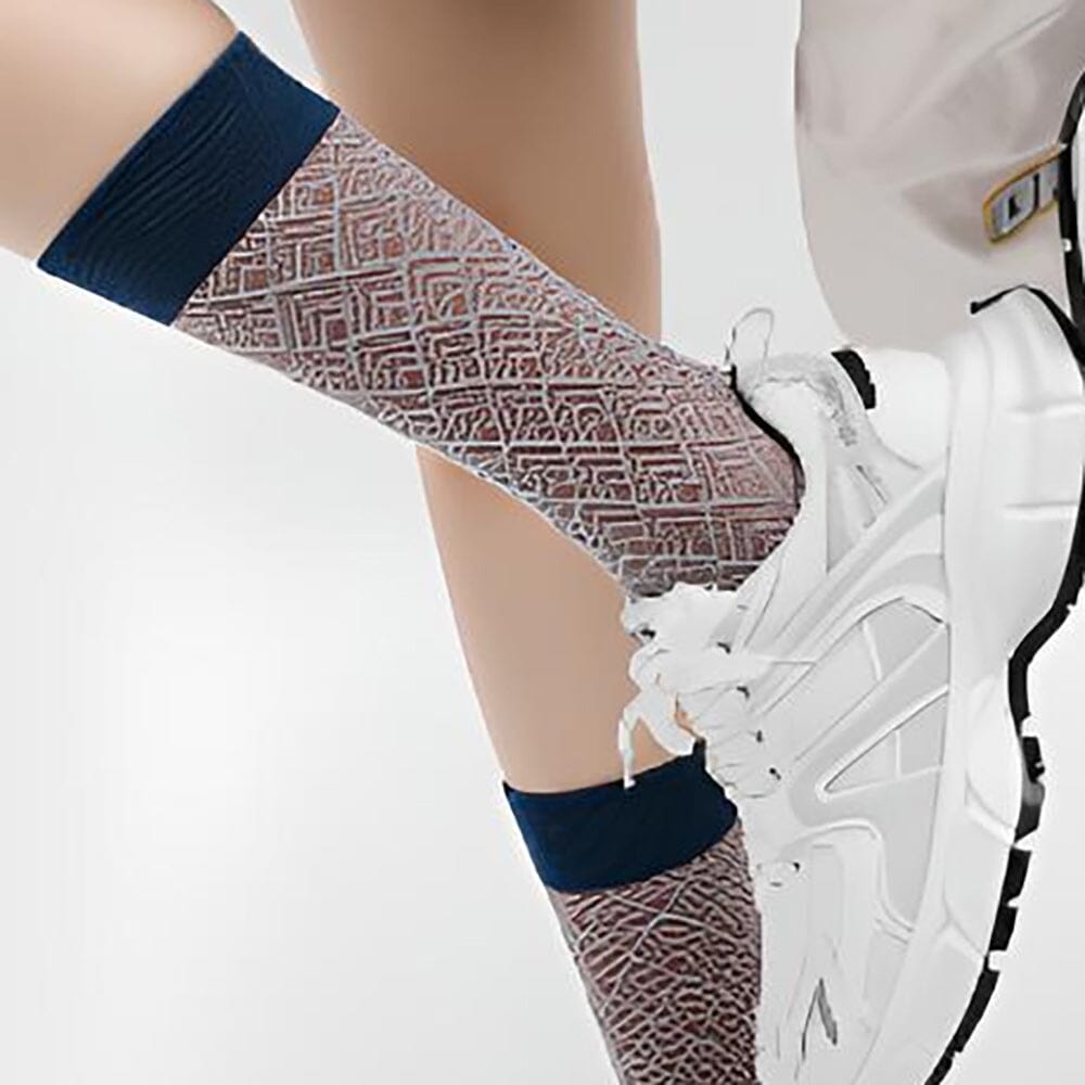 Retro Diamond Check Contrasting Cotton Socks - Dark Blue