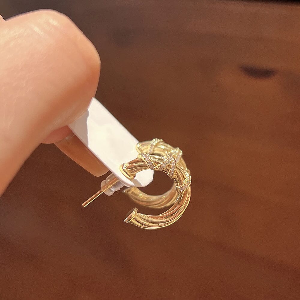 Gold Plated Micro-insert Zirconia Wrapped Earrings