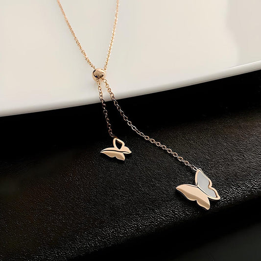 Titanium Steel Butterfly Necklace - Gold
