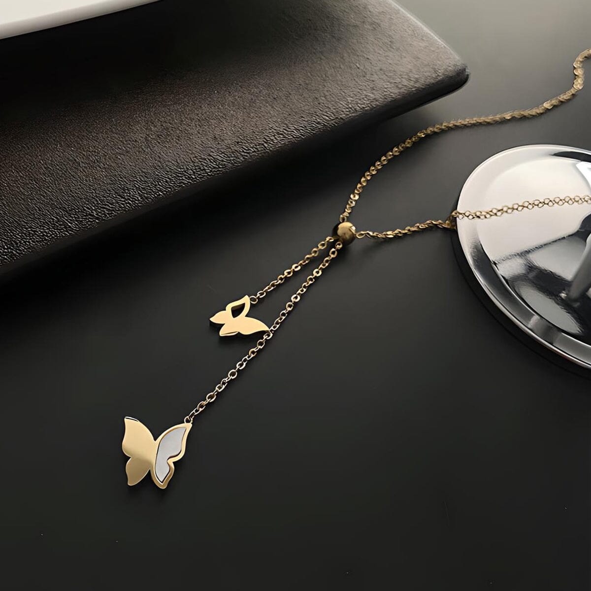 Titanium Steel Butterfly Necklace - Gold