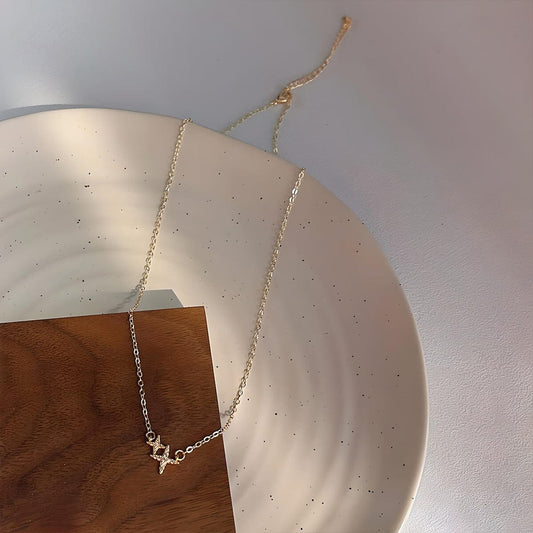 Copper Micro-insert Zirconia Star Collar Necklace