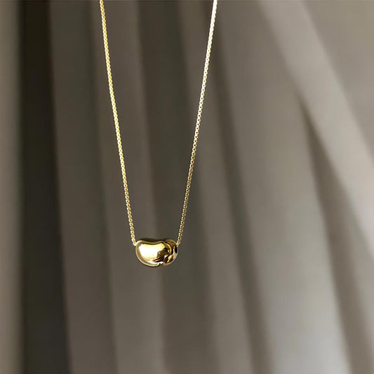 Titanium Steel Bean Pendant Necklace - Gold