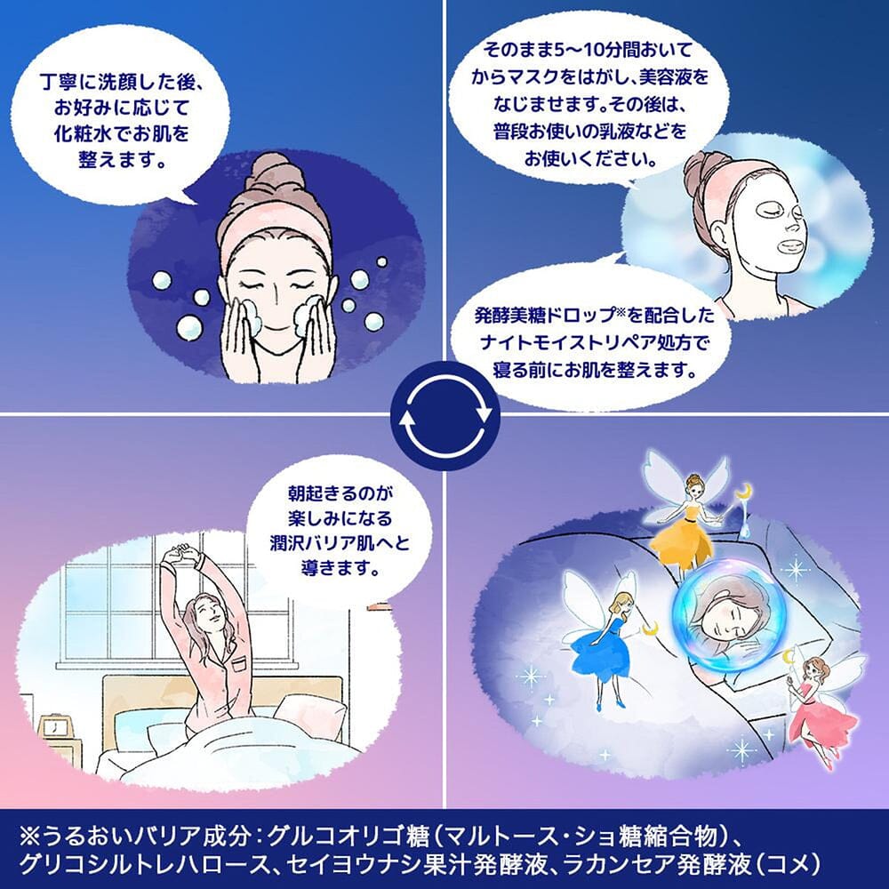 Kracie Hadabisei Night Skin Care Firming Facial Mask Friday Royal Jelly 3pcs