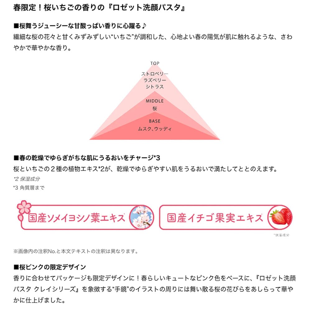 Rosette Cleansing Paste Facial Cleanser Sakura Strawberry Fragrance Notes
