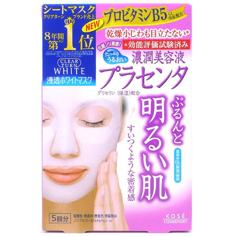 Kose Clear Turn Placenta Moisturizing Facial Mask 5pcs