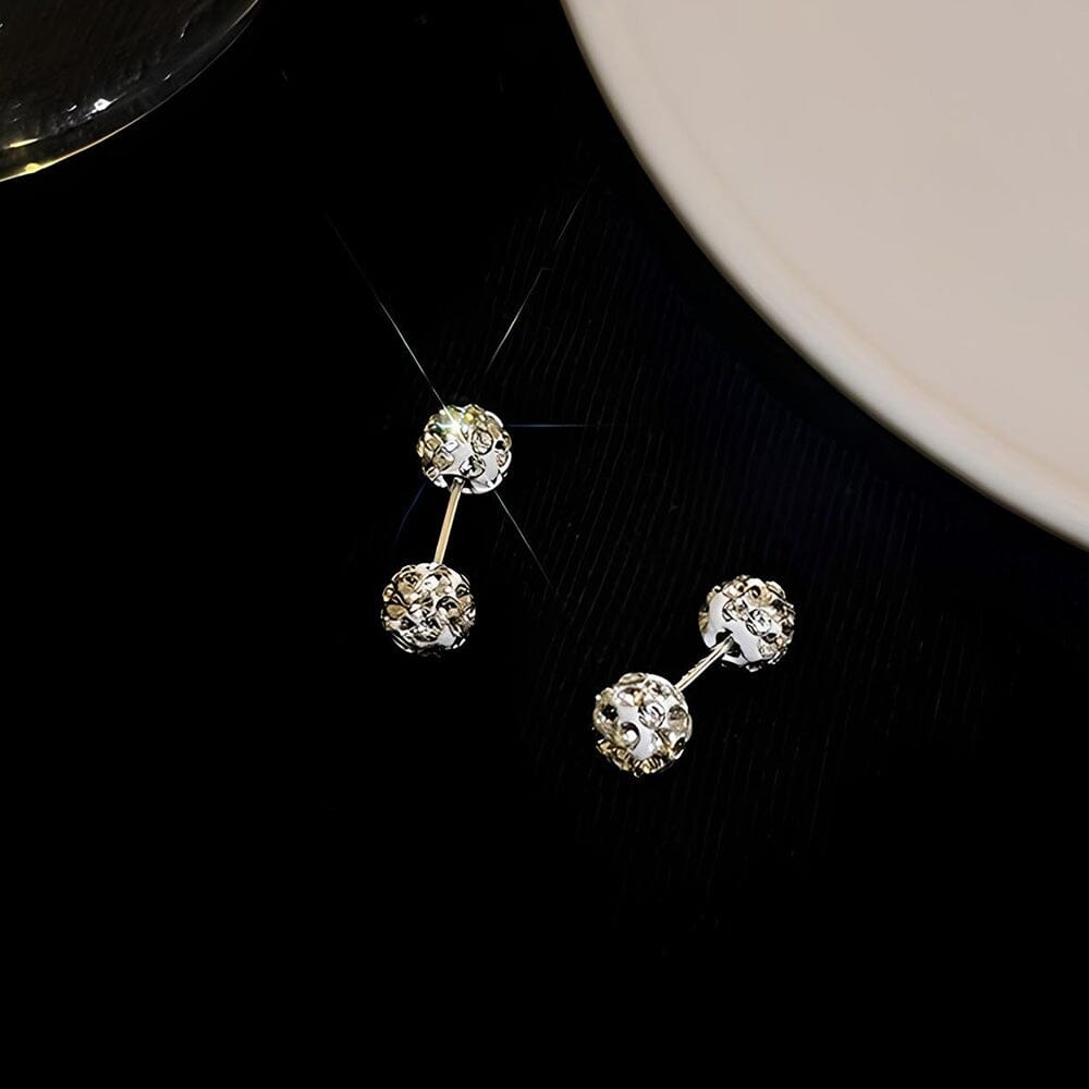 Exquisite Diamond-Embellished Stud Earrings - Silver