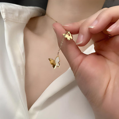 Titanium Steel Butterfly Necklace - Gold