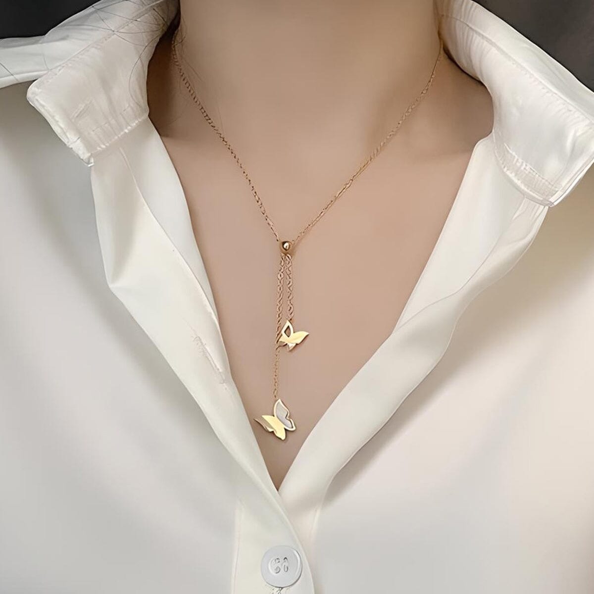 Titanium Steel Butterfly Necklace - Gold
