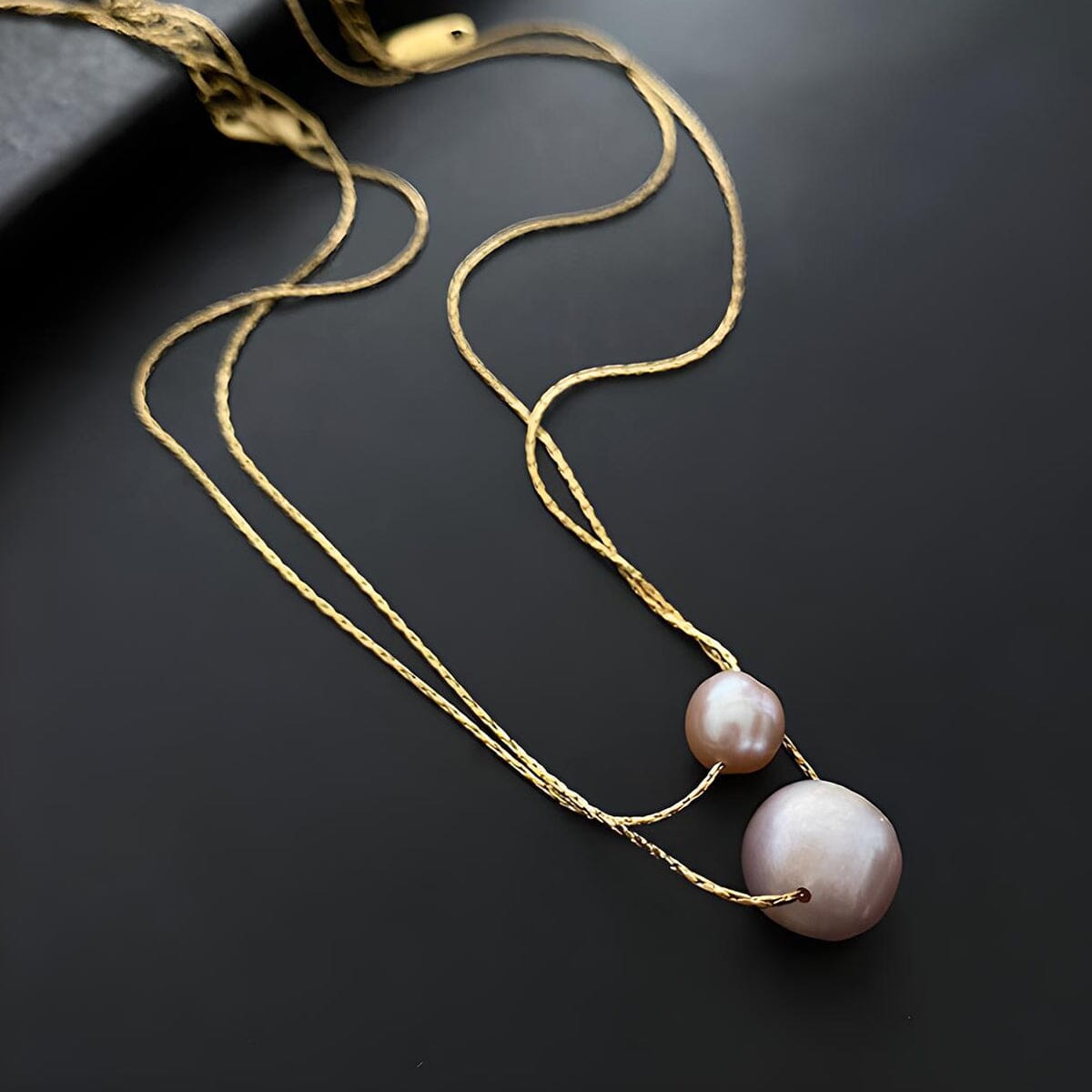 Titanium Steel Natural Pearl Pendant Collar Necklace