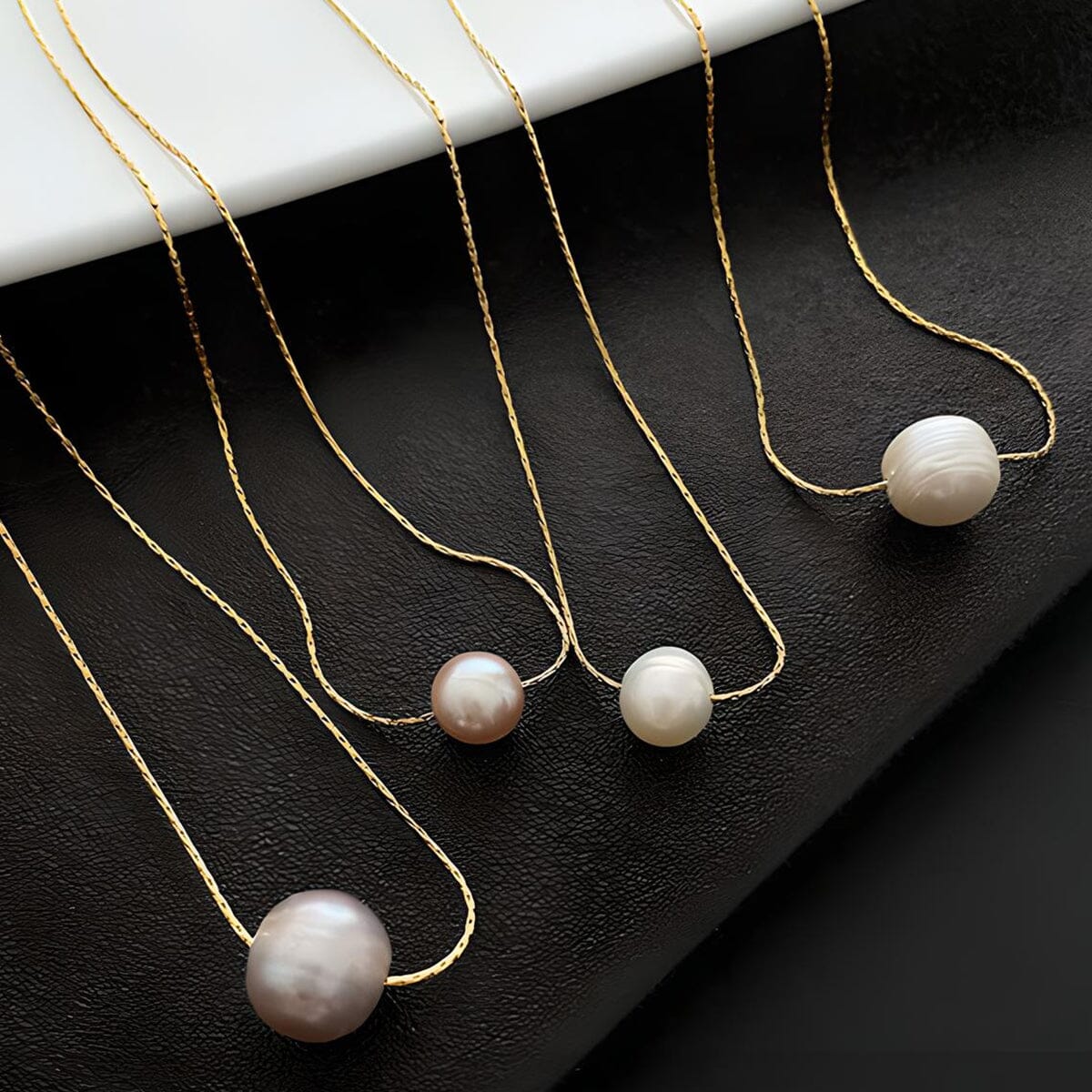 Titanium Steel Natural Pearl Pendant Collar Necklace