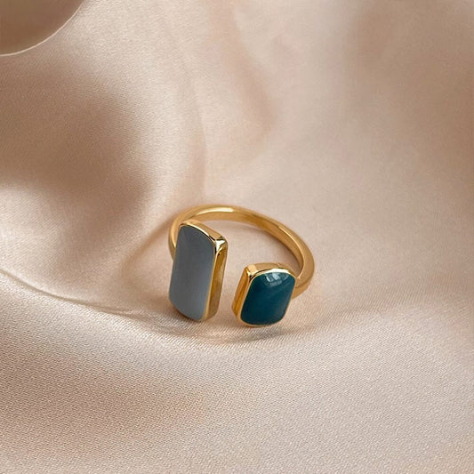 Copper Retro Square Geometric Open Ring