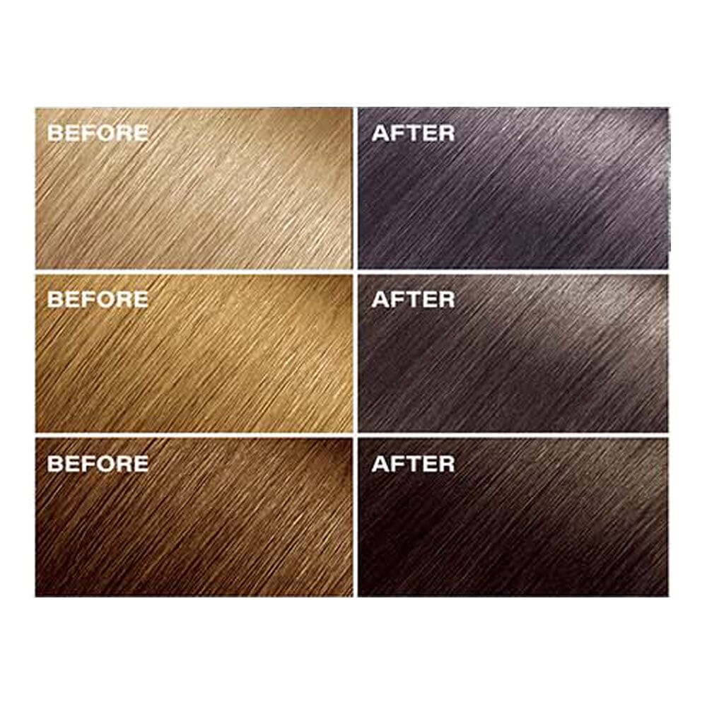 Mise en scene Hello Bubble Foam Hair Color 7A Ash Taupe Gray Before & After.