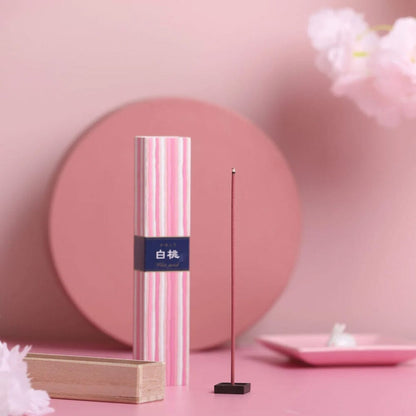 Kayuragi White Peach Aroma Incense with incense stick and decorative pink Japanese packaging