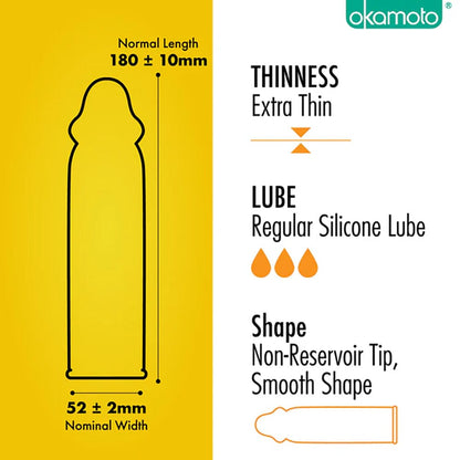 Ultra-thin 0.03mm design, 54mm width, secure fit, and premium Japanese quality for natural sensation.