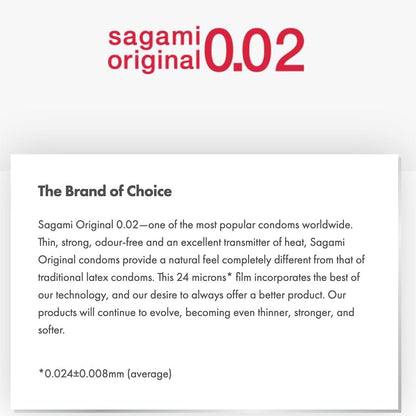 Sagami Original 0.02mm Condom 5 pcs offers ultra-thin polyurethane protection with a smooth, natural feel and no rubber odor.