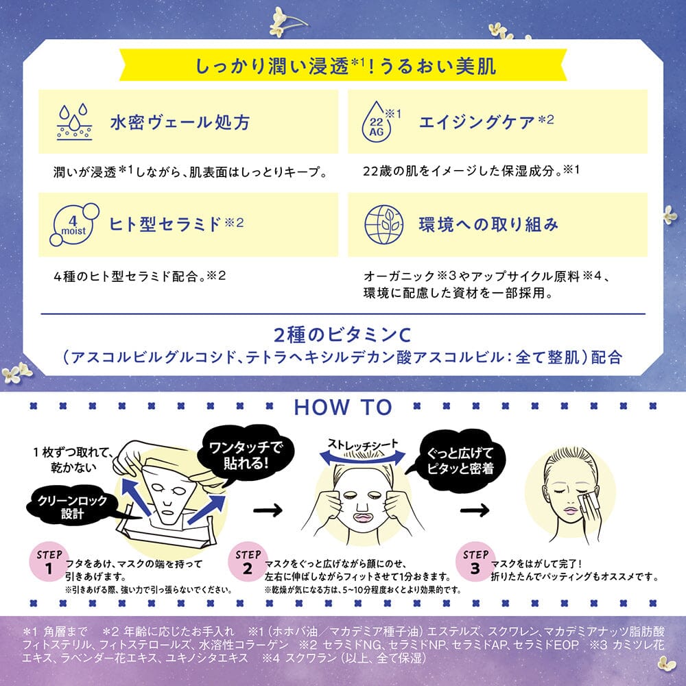 BCL Saborino Night Care Moisturizing Facial Mask (Ginmokusei) 30pcs