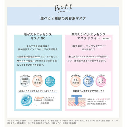 Soy Milk Fermentation Power – Tamahomare soy milk ferment, human-type ceramide, and soybean-derived ingredients charge the skin with deep moisture.