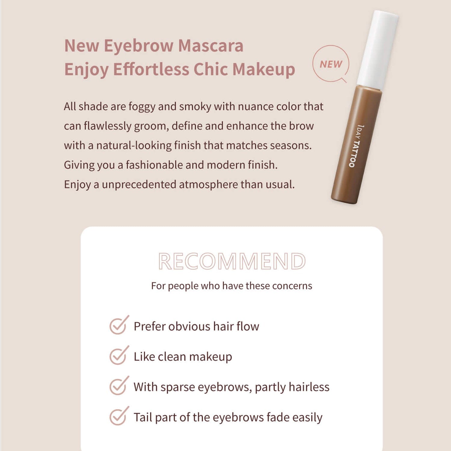 K-Palette 1 Day Tattoo Nuance Eyebrow Mascara 02 Foggy Pink Brown