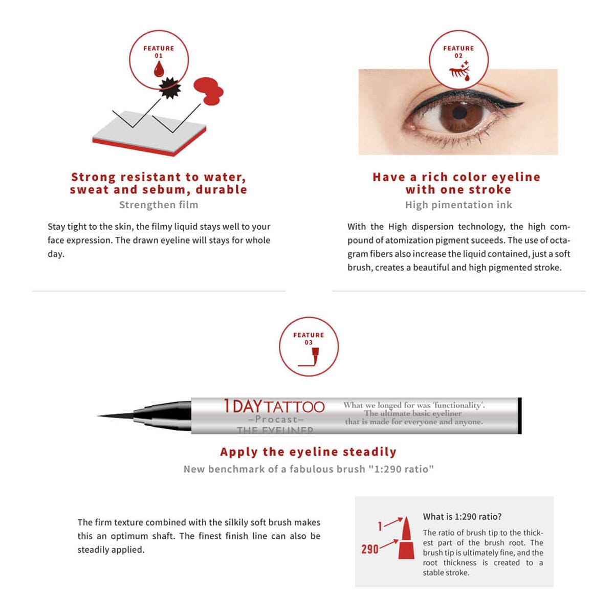 K-Palette 1 Day Tattoo Procast Eyeliner 01 Ice Black
