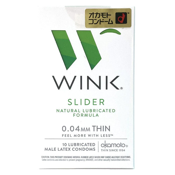 Okamoto Wink Slider Natural Lubricated Fomula 0.04mm Thin Latex Condoms 10pcs