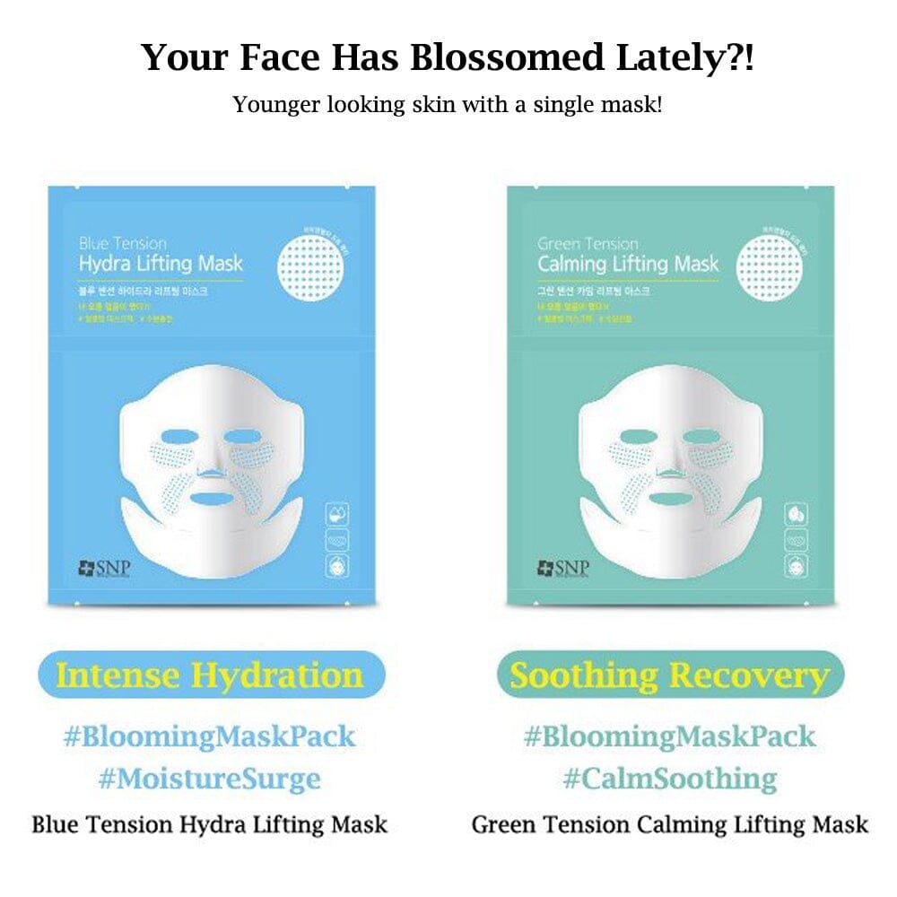 SNP Blue Tension Hydra Lifting Sheet Facial Mask, Moisturizing + Elastic Lifting - 5 Sets